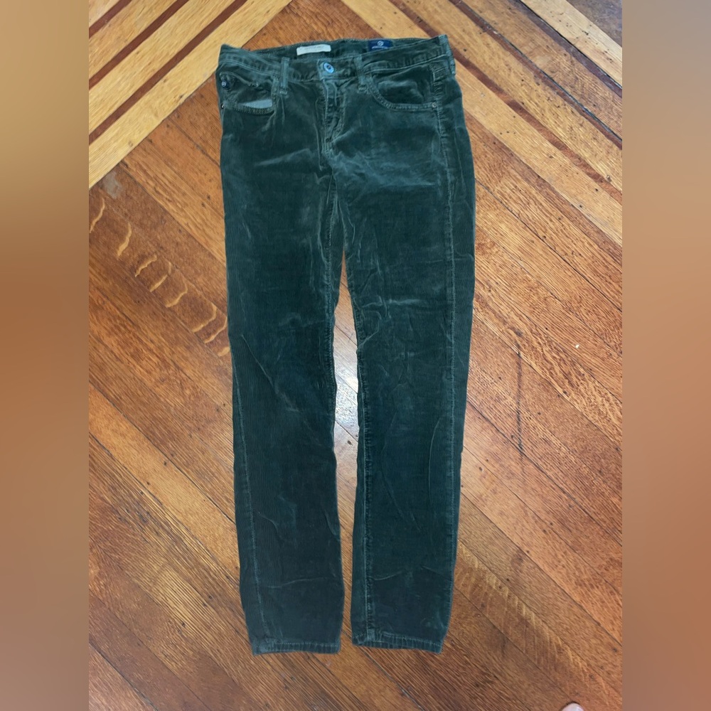 Ag Adriano Goldschmied Hunter green Stevie Ankle Cords corduroy pants